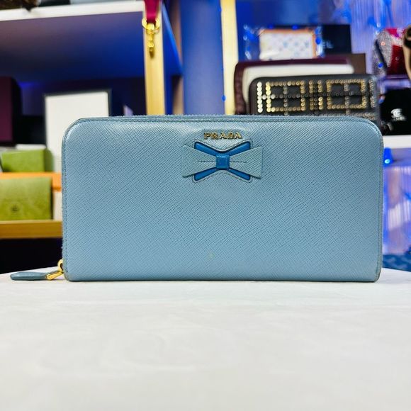 PRADA Saffiano Leather Dual Blue Color Limited Edition Premium Very Rare Large O - Picture 14 of 14